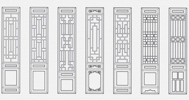 昌化镇常用中式仿古花窗图案隔断设计图